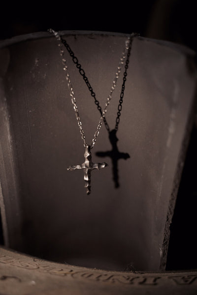 990 Pure Silver Sterling Silver Necklace W/Antique Finished Cross Pendant, 16" Neckline, Gift For Her.