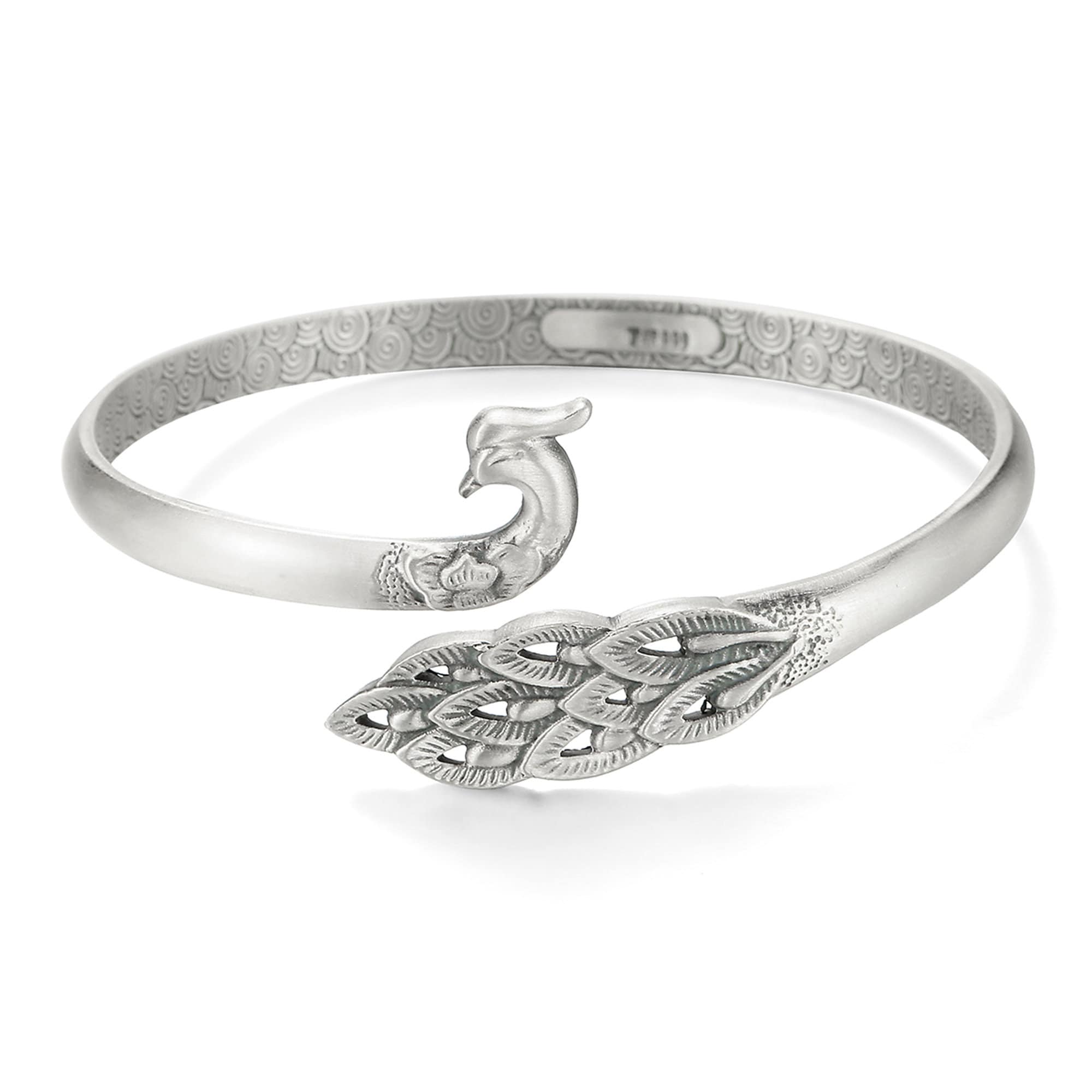 990 Pure Silver Sterling Silver Peacock Cuff Bangle, Gift For Her.