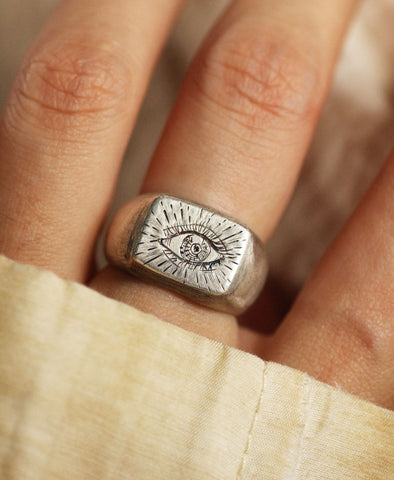 990 Pure Silver Sterling Silver Handmade Fantasy Eye Design Ring Jewelry Punk Ring Religious Ring Statement Ring, Wonderful Gift For Her.